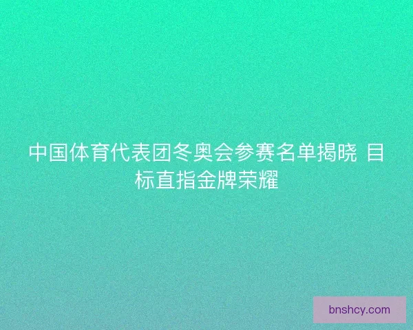 中国体育代表团冬奥会参赛名单揭晓 目标直指金牌荣耀